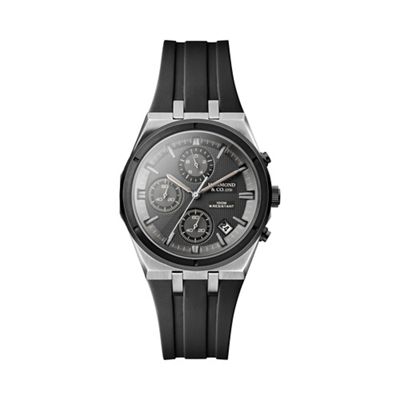 Men's chronograph watch with black silicone strap